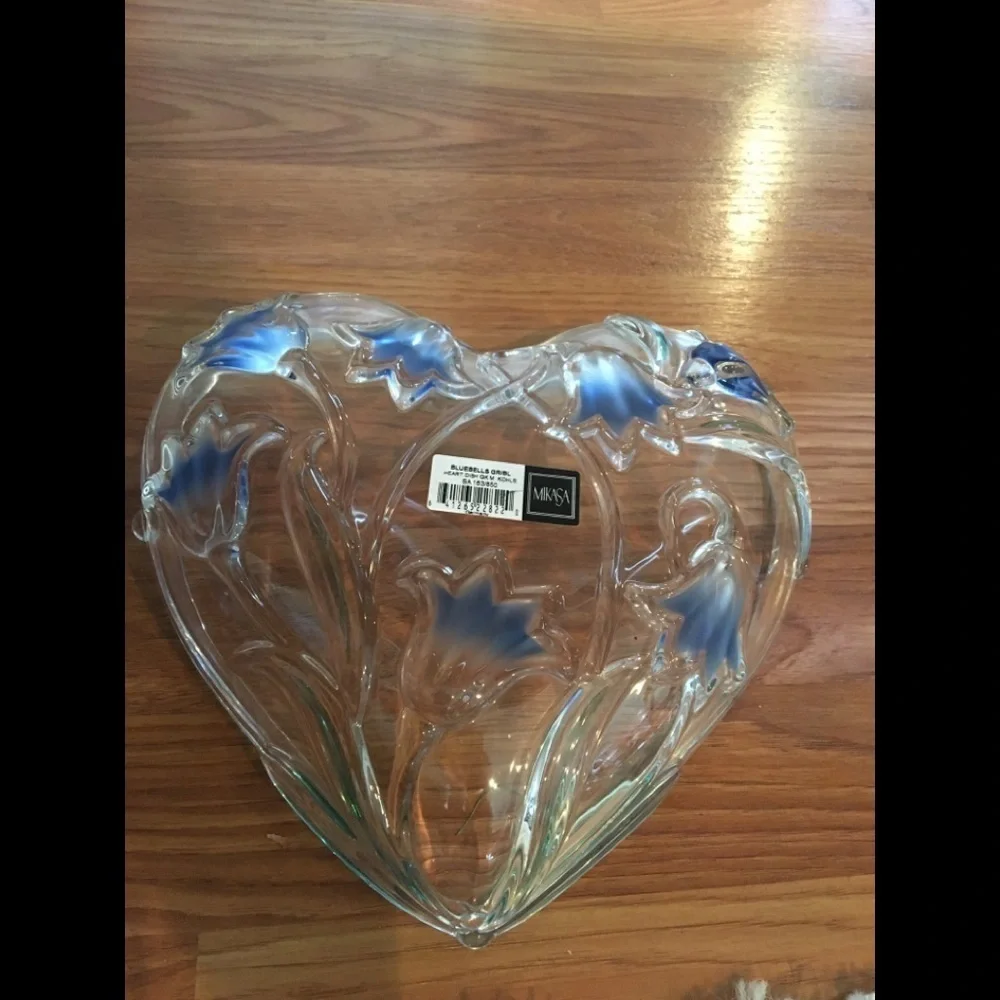 Mikasa Glass Heart Bluebells Dish